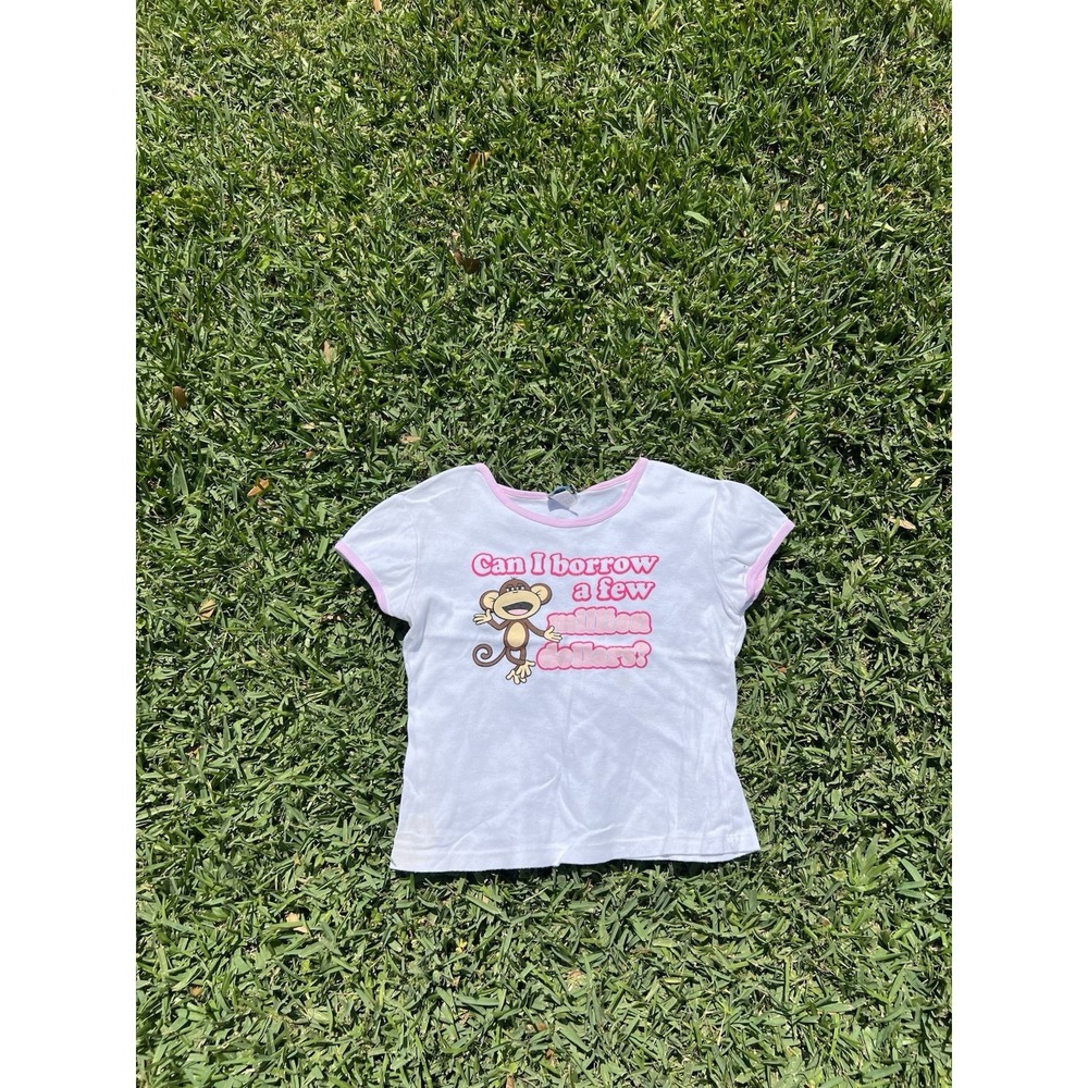 Bobby Jack Vintage Ringer Baby T-Shirt Juniors XL Graphic Y2K Monkey